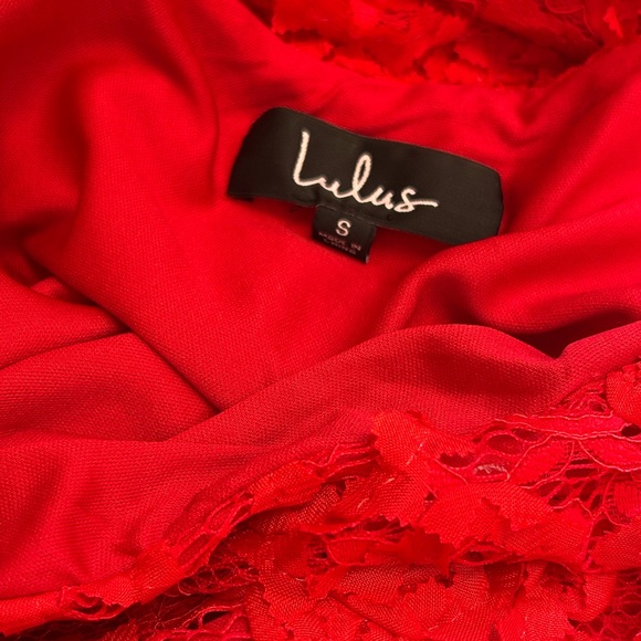 Lulus Size Small 2 - 4 Bouquet of Love Red Lace Mini Dress Womens NWT - Picture 11 of 11